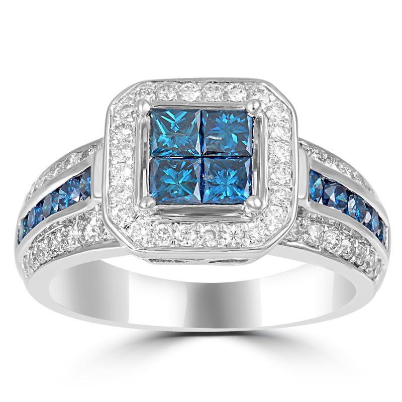 Zlatý prsten s modrými diamantmi Piery 10404