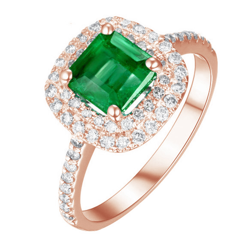 Zlatý diamantový prsten se smaragdem Iggy 104204