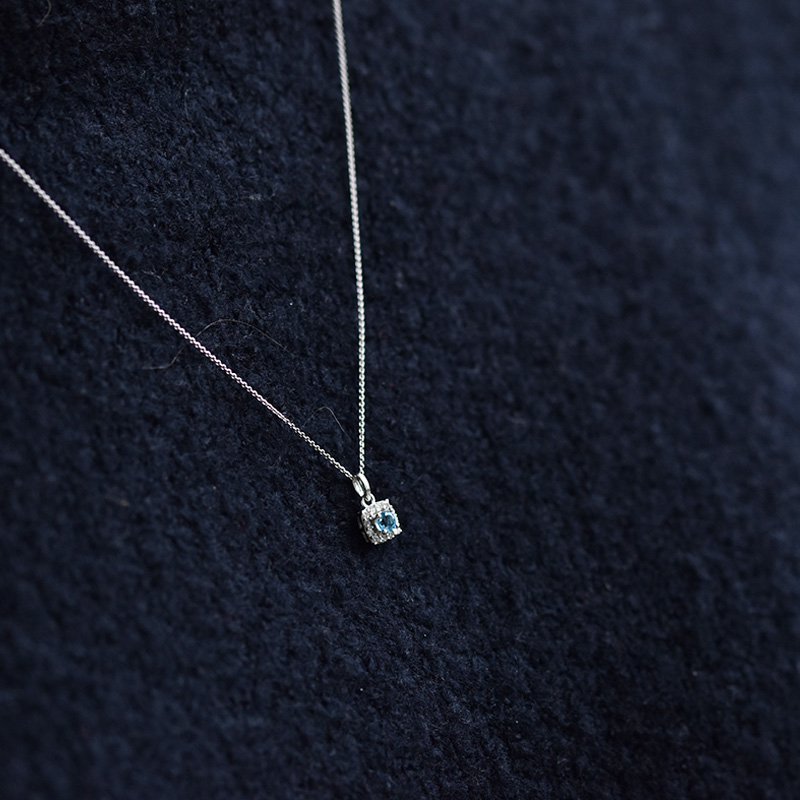 Stříbrný akvamarínový náhrdelník s lab-grown diamanty Cooley 104264
