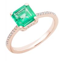 Zlatý prsten s princess smaragdem a diamanty Kip
