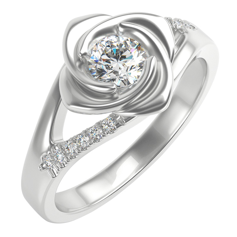 Zásnubní prsten ve tvaru růže s diamanty Xalor 104824