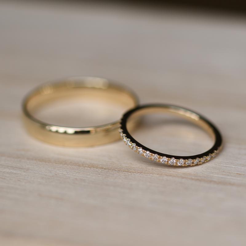 Dámský eternity prsten s moissanity a pánský komfortní prsten Adva 105274