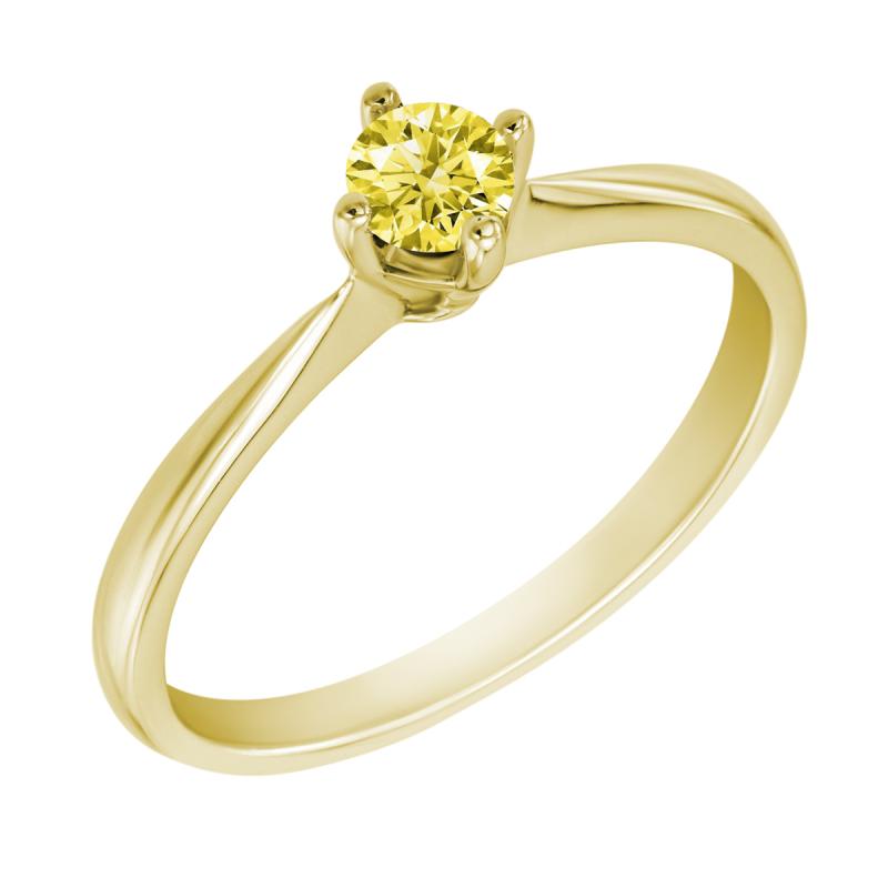 Zlatý prstense žlutým diamantem Lojaz 10644