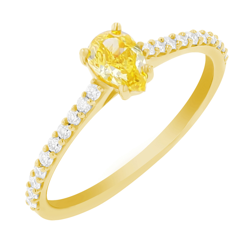 Zásnubní prsten s 0.44ct IGI certifikovaným žlutým lab-grown diamantem Ernes
