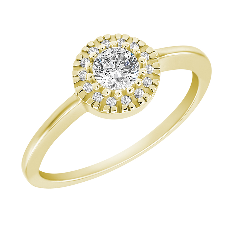 Zlatý zásnubní prsten s diamanty 11154