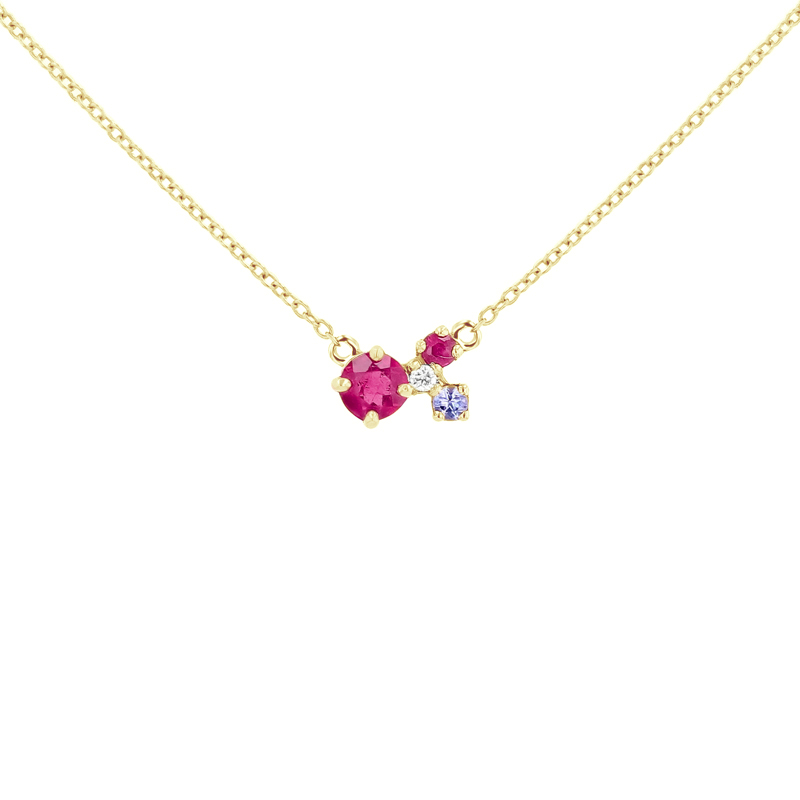 Cluster náhrdelník s turmalínem, tanzanitem, rubínem a diamantem Millie 111554