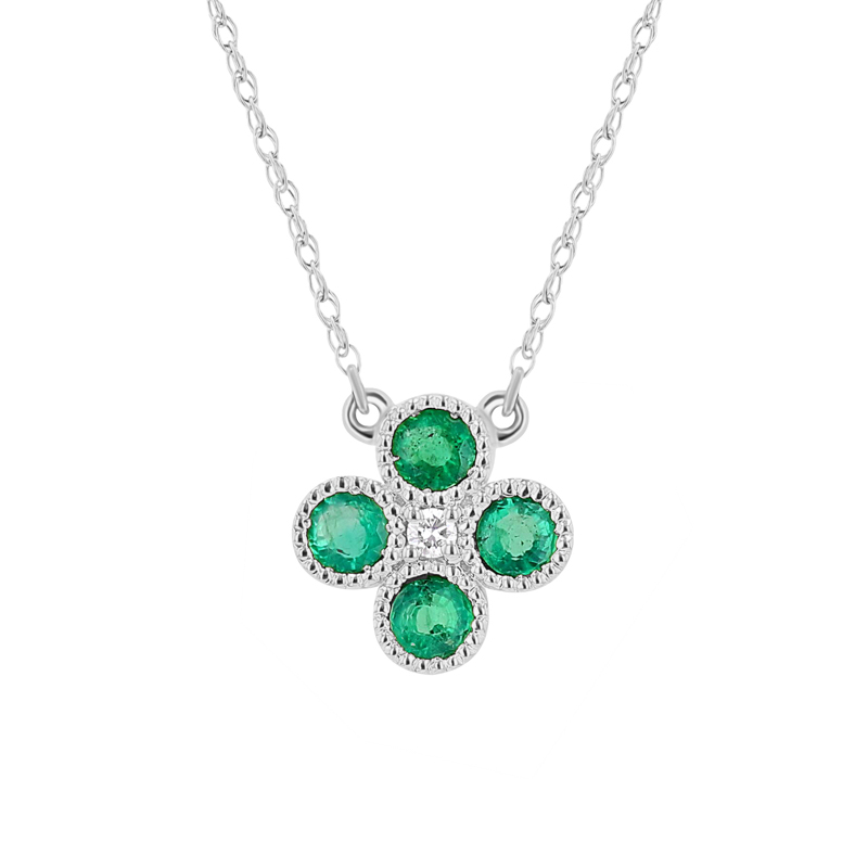 Smaragdový náhrdelník s diamantem Emely 113394
