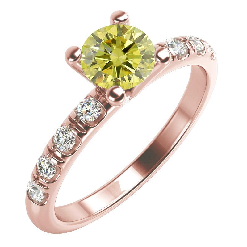 Zásnubní prsten s certifikovaným fancy yellow lab-grown diamantem Megha 113724