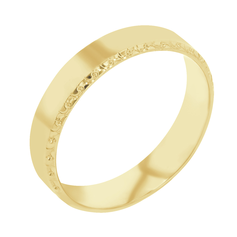 Zlaté snubní prsteny se zdobenými okraji Rahim 113784