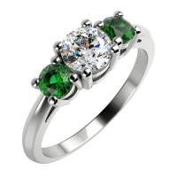 Zásnubní prsten s diamantem a smaragdy Taz 