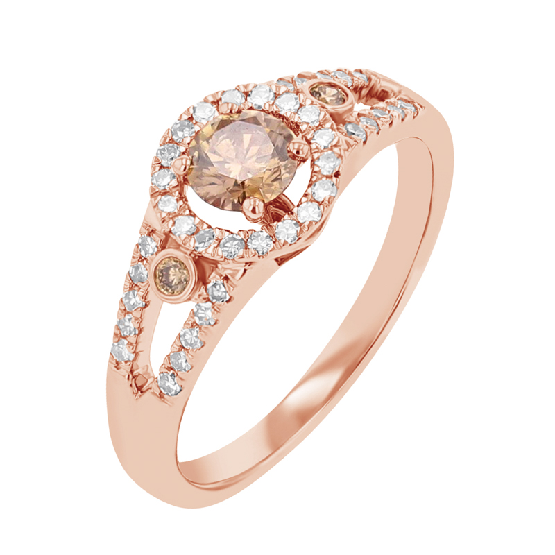 Diamantový prsten z růžového zlata Lis