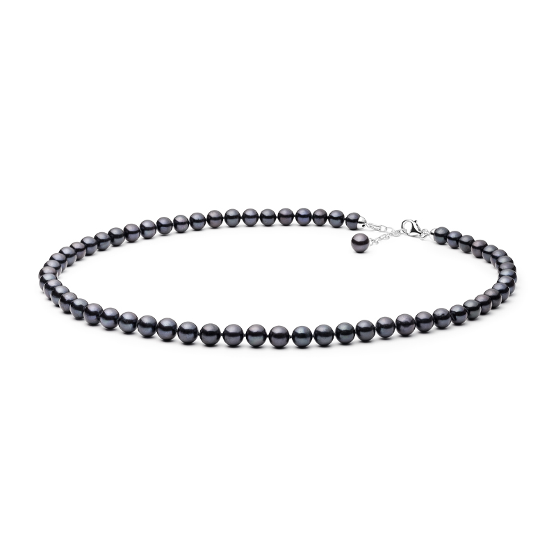 Stříbrný náhrdelník s černými perlami Kessy