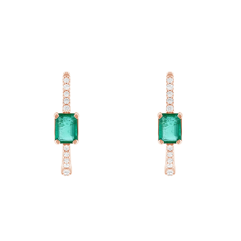 Kruhové náušnice s diamanty a smaragdy Jade 116474