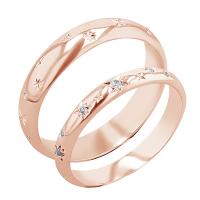 Snubní prsteny s ruční rytinou hvězd a diamanty Elia
