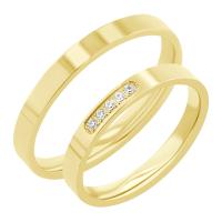 Zlaté ploché snubní prsteny s diamanty Yorik