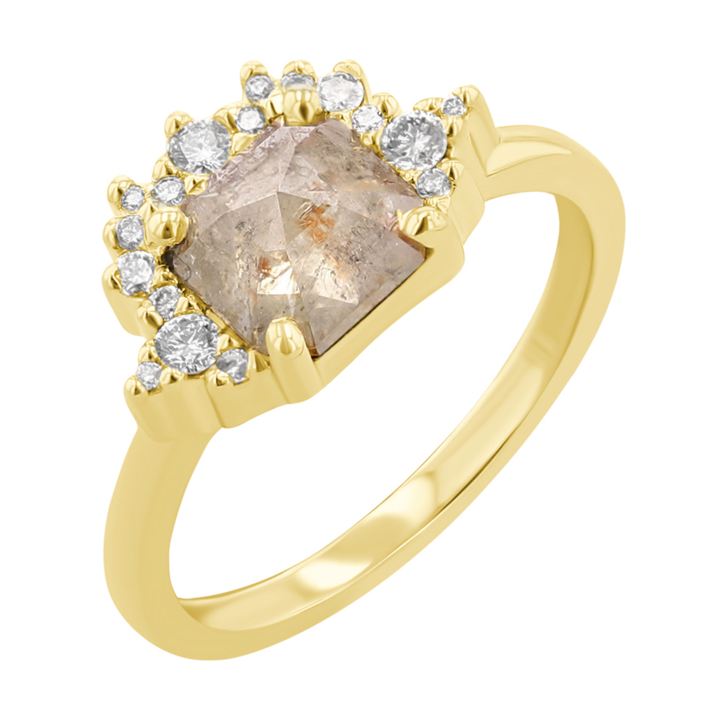 Zlatý prsten s radiant salt and pepper diamantem Aleta