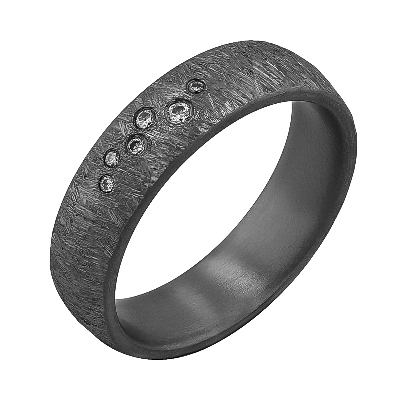Škrábané snubní prsteny z tantalu s diamanty Azrael 124264