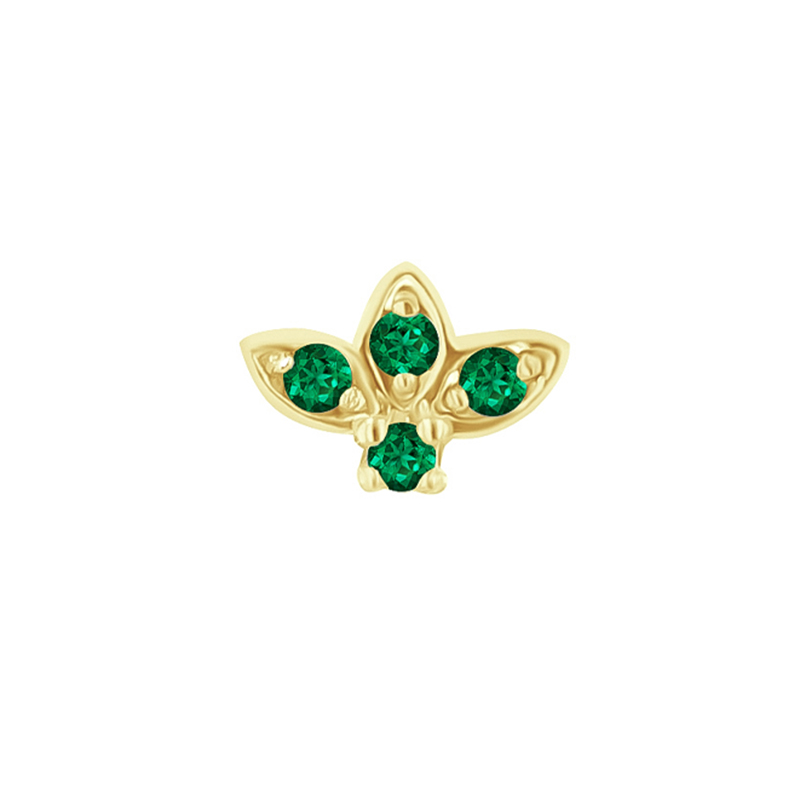 Zlatá piercing náušnice se smaragdy Amina