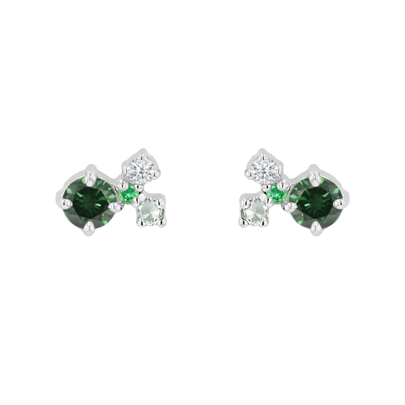 Zelené cluster náušnice se zelenými diamanty a drahokamy Kerrie 124684