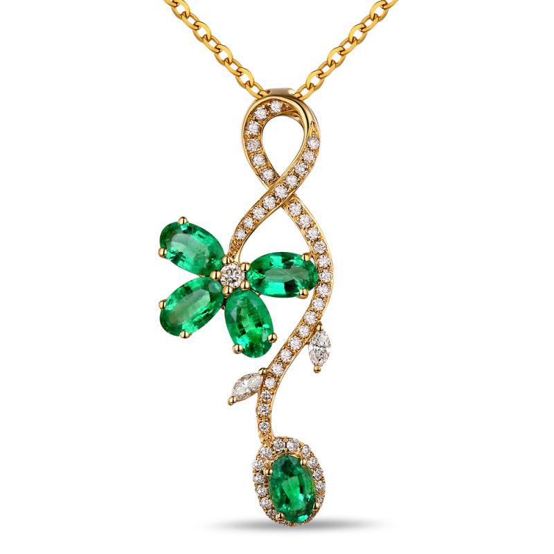 Zlatý náhrdelník se smaragdy a diamanty Nancy