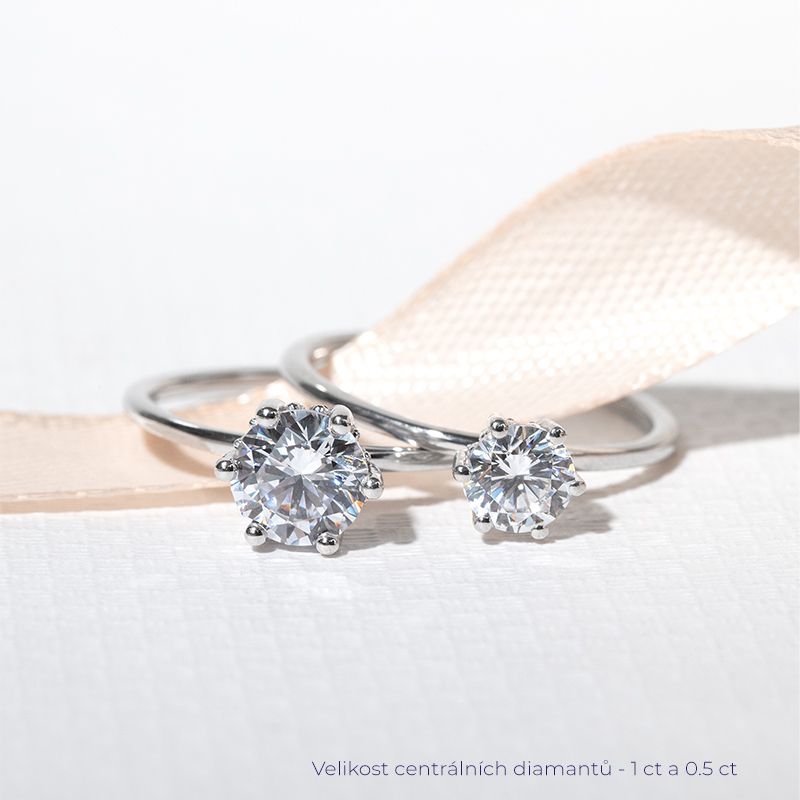 Zdobený zásnubní prsten s lab-grown diamanty Donia 127514