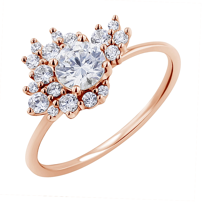 Atypický zásnubní cluster prsten s diamanty Moore 128864