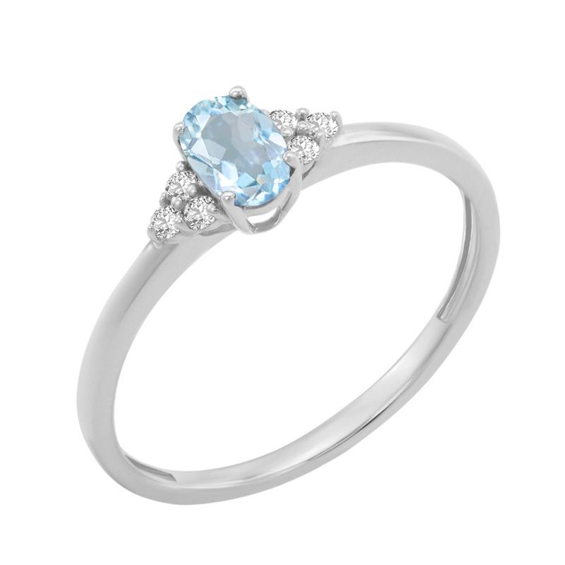Elegantní prsten s akvamarínem a diamanty Sheldo 129144