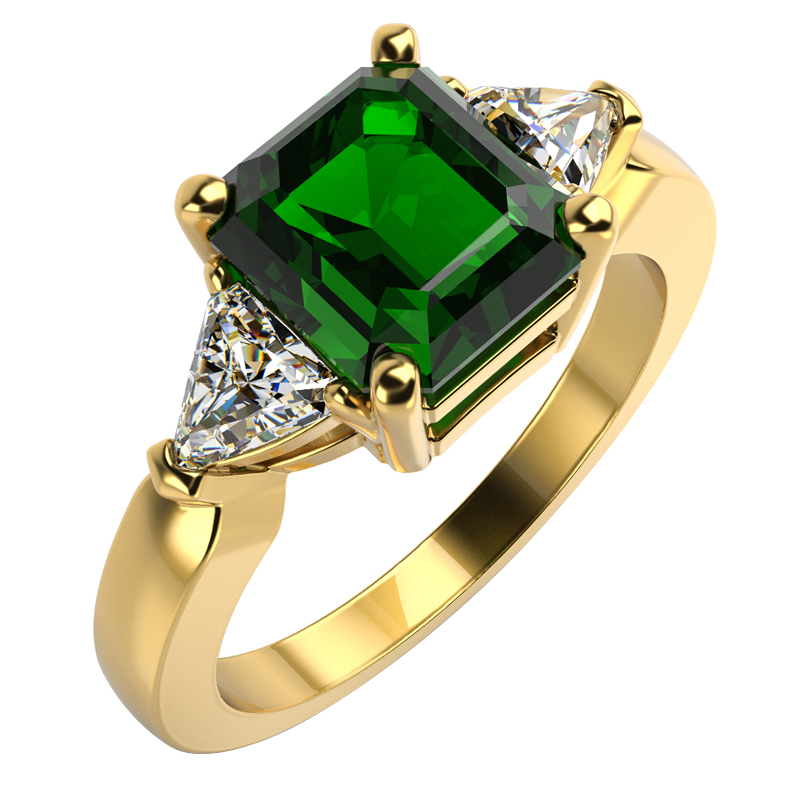 Prsten se smaragdem ze žlutého zlata