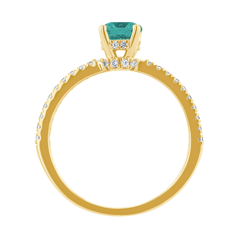 Zlatý prsten se smaragdem a diamanty Prisha 135024
