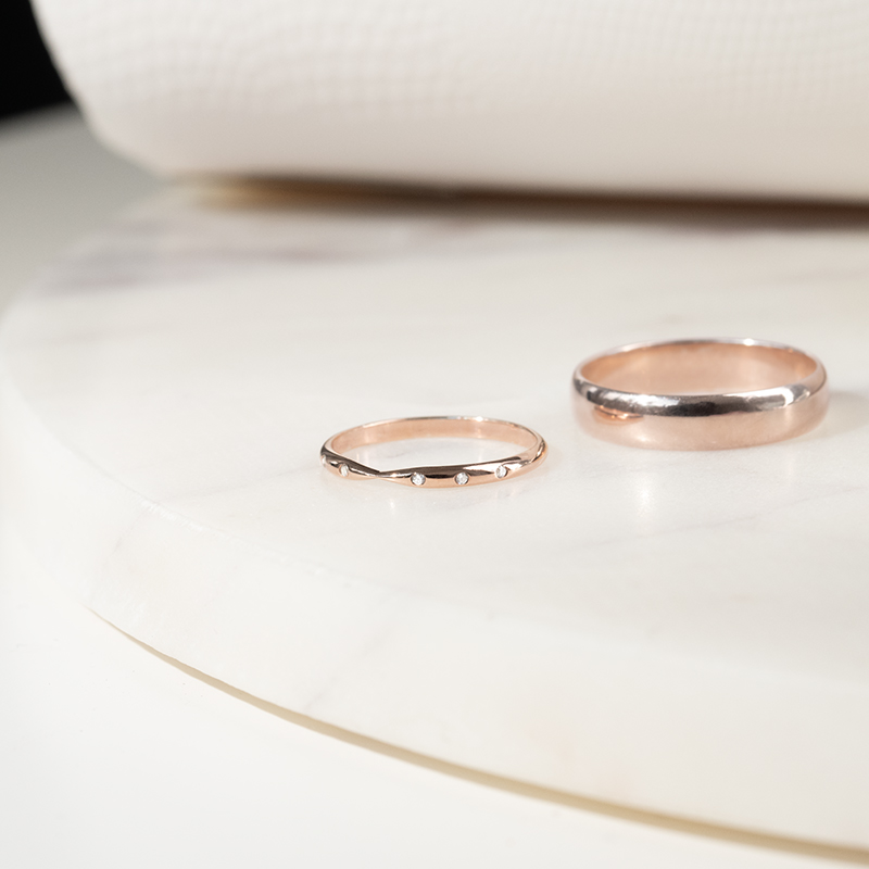 Snubní zlaté prsteny s eternity dámským a pánským komfortním prstenem Toskani 136234