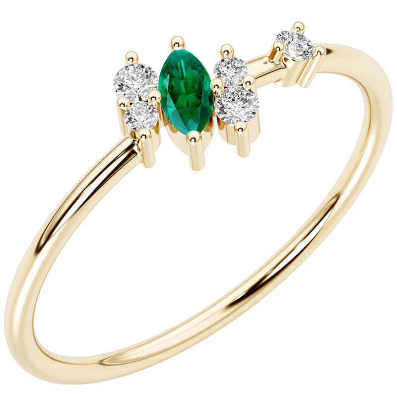 Eppi Stříbrný cluster prsten s lab-grown smaragdem a diamanty Kasen R47346