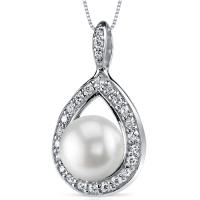 Stříbrný náhrdelník s perlou a zirkony Anda
