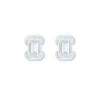 Minimalistické stříbrné peckové náušnice s emerald lab-grown diamantem Agata