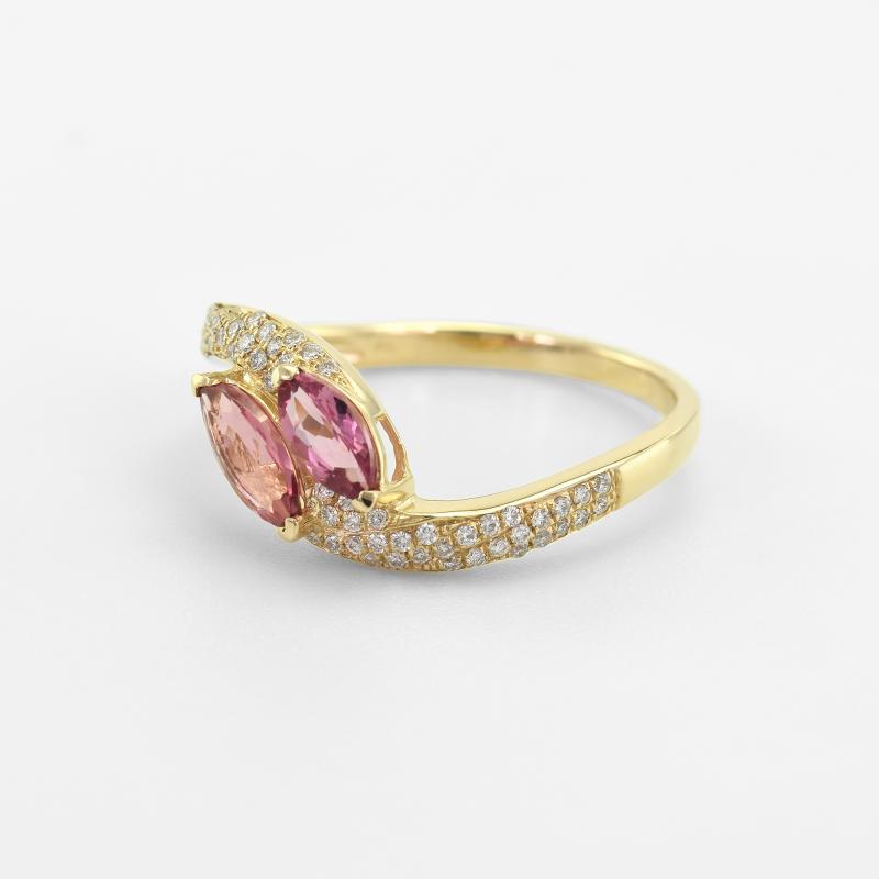 Prsten ze zlata s turmalíny a diamanty