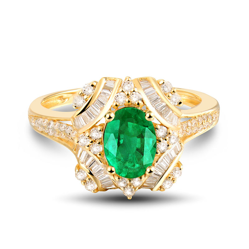 Luxusný prsten s oválným smaragdem 18654