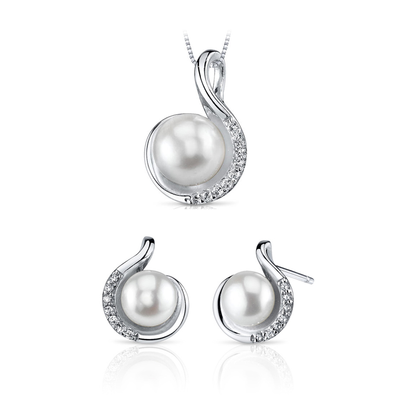 Stříbrná perlová kolekce náhrdelníku a náušnic Egil