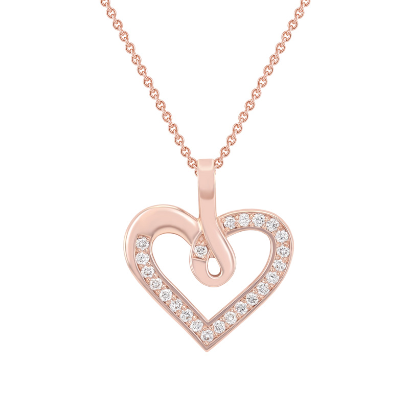 Diamantový náhrdelník z růžového zlata srdce