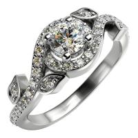Platinový vintage prsten s diamanty Gario