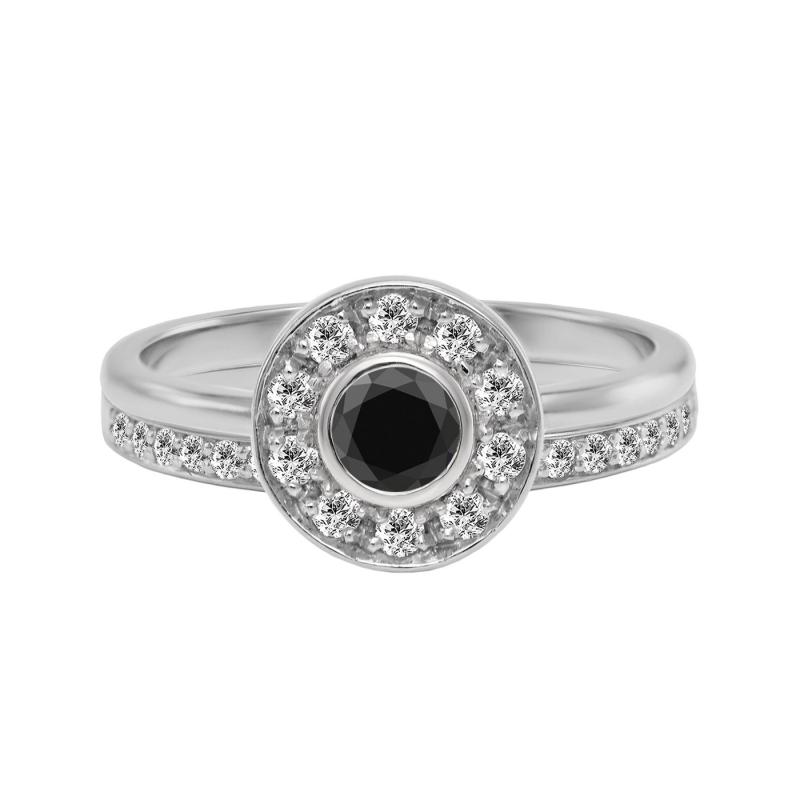 Set svatebních prstýnků s černým diamantem 