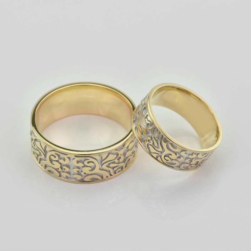 Zlaté snubní reliefové prsteny 28724