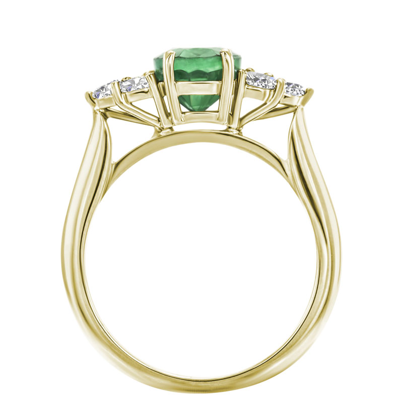 Zlatý smaragdový prsten s diamanty 30174