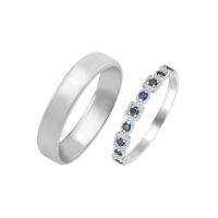 Zlatý snubní prsten s modrými diamanty a pánský komfortní Teleklos