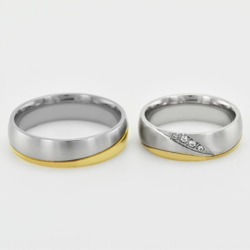 Snubní prsteny z vícebarevného zlata s diamanty 33504