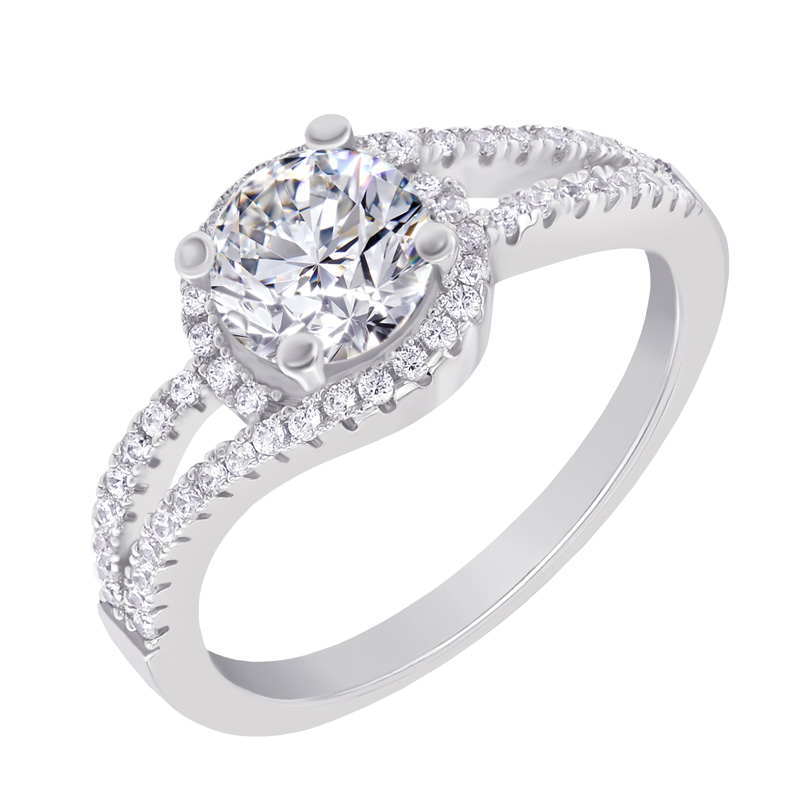 Halo zásnubní prsten plný diamantů Mevlie 37024