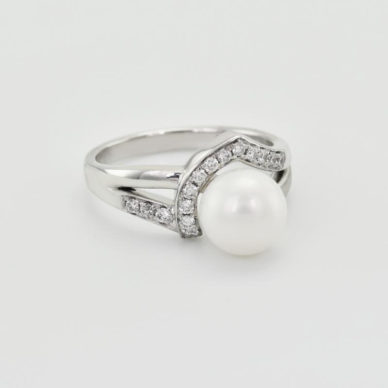 Perlový prsten s diamanty 3874