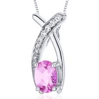 Stříbrný náhrdelník s růžovým safírem a zirkony Cheree