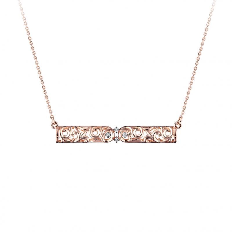 Zlatý vintage náhrdelník filigrán s diamanty Heloise