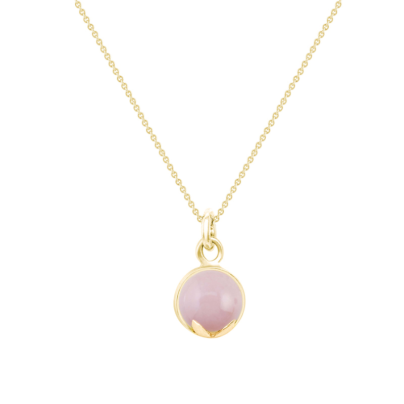 Zlatý náhrdelník s cabochon růžovým opálem Tazia 44474