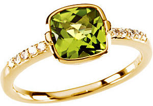 Diamantový zlatý prsten s olivínem 454