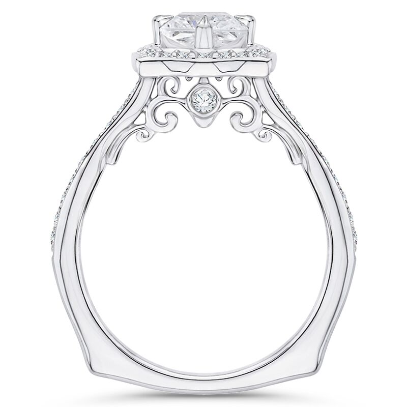 Zlatý zásnubní prsten s princess diamantem v halo stylu 46504